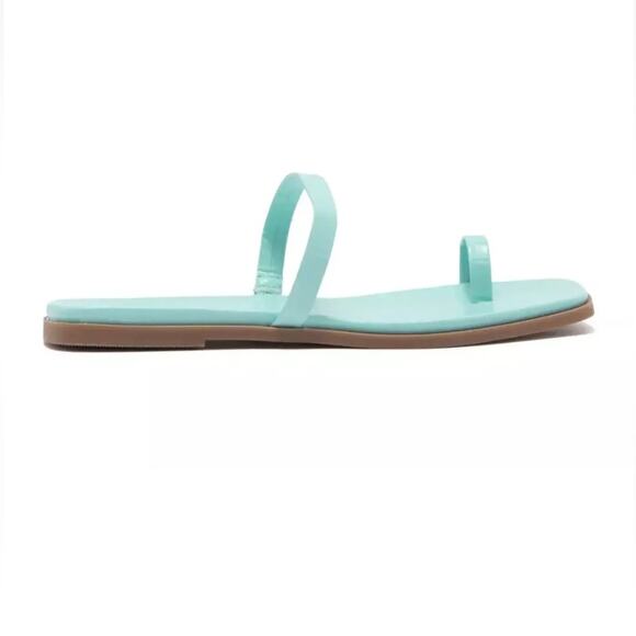 NEW 14th & Union Cece Blue Chill Croco Flat Slide Toe Thong Sandals, NEW Size 7 - Picture 3 of 14